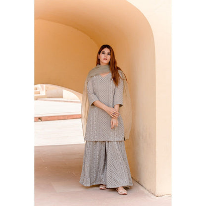 Gulabo Jaipur Lotus Grey Sharara (Set of 3)