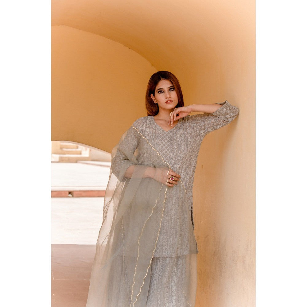 Gulabo Jaipur Lotus Grey Sharara (Set of 3)