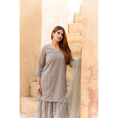 Gulabo Jaipur Lotus Grey Sharara (Set of 3)