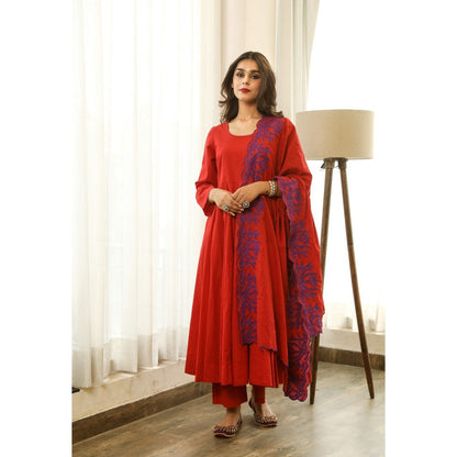Gulabo Jaipur Mahnoor Red Anarkali (Set of 3)