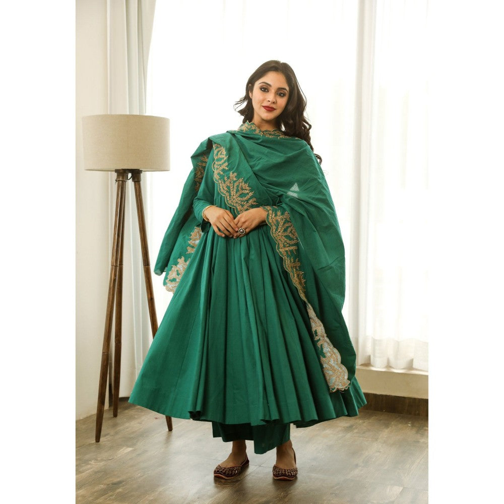 Gulabo Jaipur Mahnoor Green Anarkali (Set of 3)