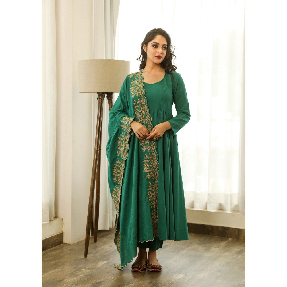 Gulabo Jaipur Mahnoor Green Anarkali (Set of 3)