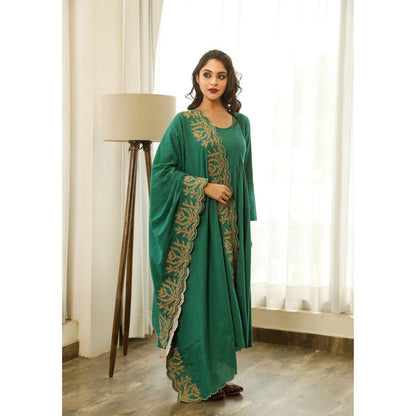 Gulabo Jaipur Mahnoor Green Anarkali (Set of 3)