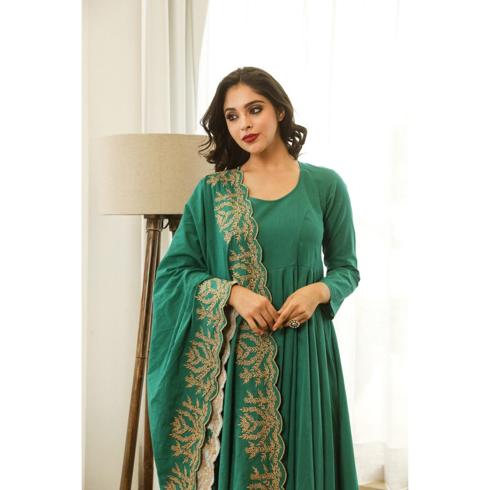 Gulabo Jaipur Mahnoor Green Anarkali (Set of 3)