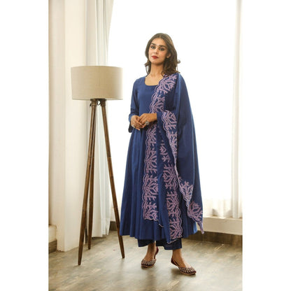 Gulabo Jaipur Mahnoor Blue Anarkali (Set of 3)