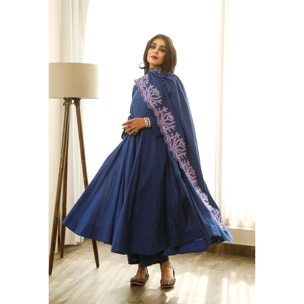 Gulabo Jaipur Mahnoor Blue Anarkali (Set of 3)