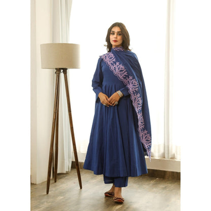 Gulabo Jaipur Mahnoor Blue Anarkali (Set of 3)