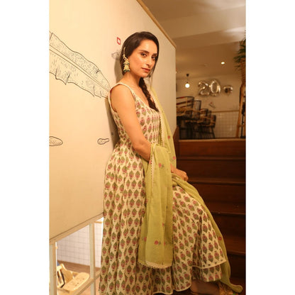 Gulabo Jaipur Kusha Off White Anarkali (Set of 3)