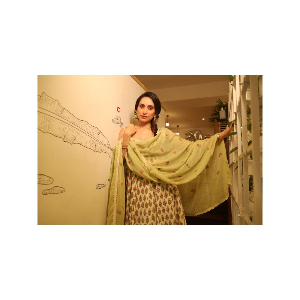 Gulabo Jaipur Kusha Off White Anarkali (Set of 3)