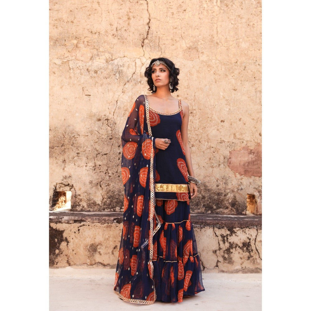 Gulabo Jaipur Shinaz Blue Sharara (Set of 3)