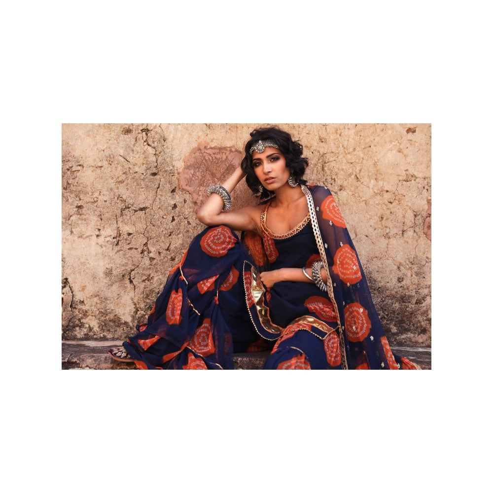 Gulabo Jaipur Shinaz Blue Sharara (Set of 3)