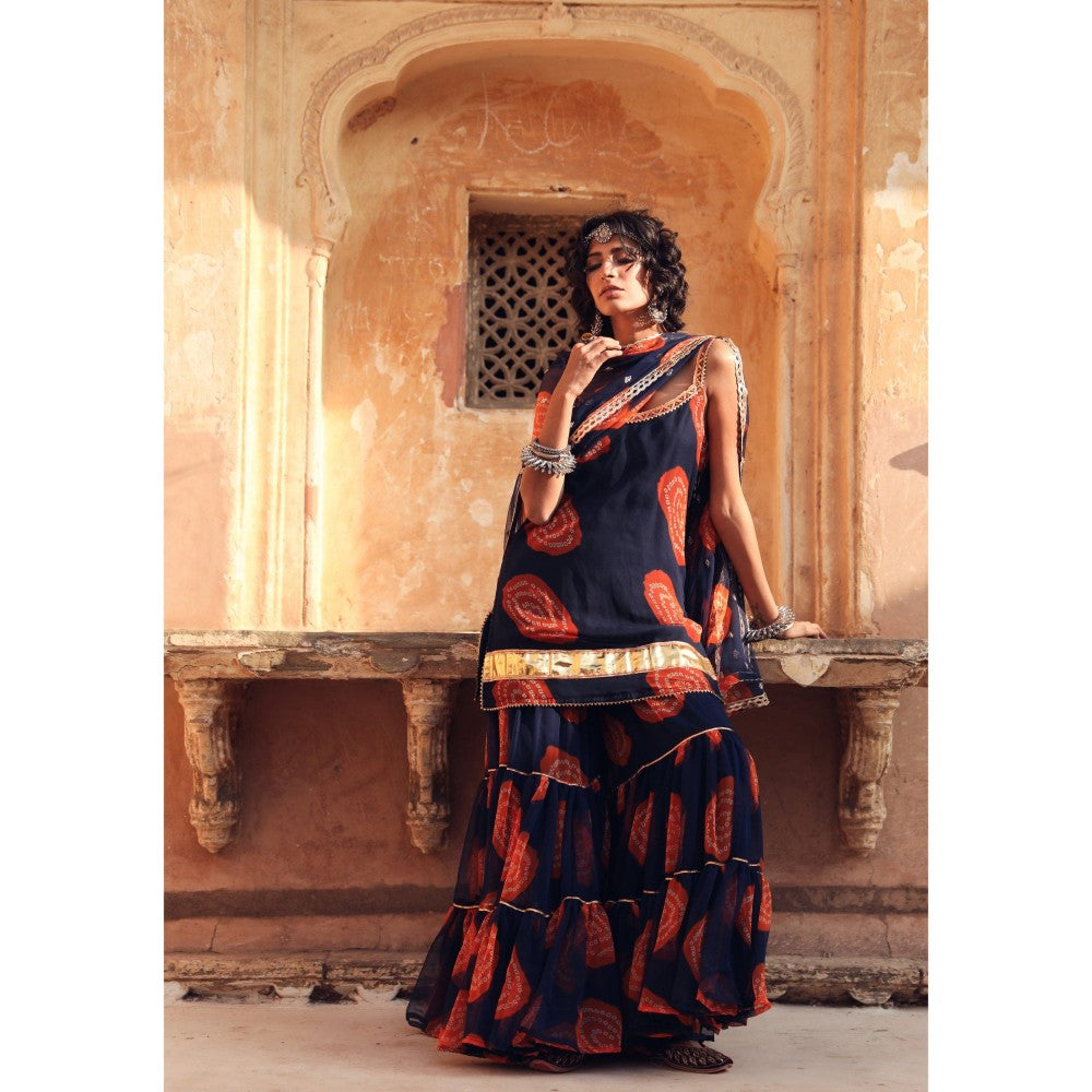 Gulabo Jaipur Shinaz Blue Sharara (Set of 3)