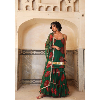 Gulabo Jaipur Shinaz Green Sharara (Set of 3)