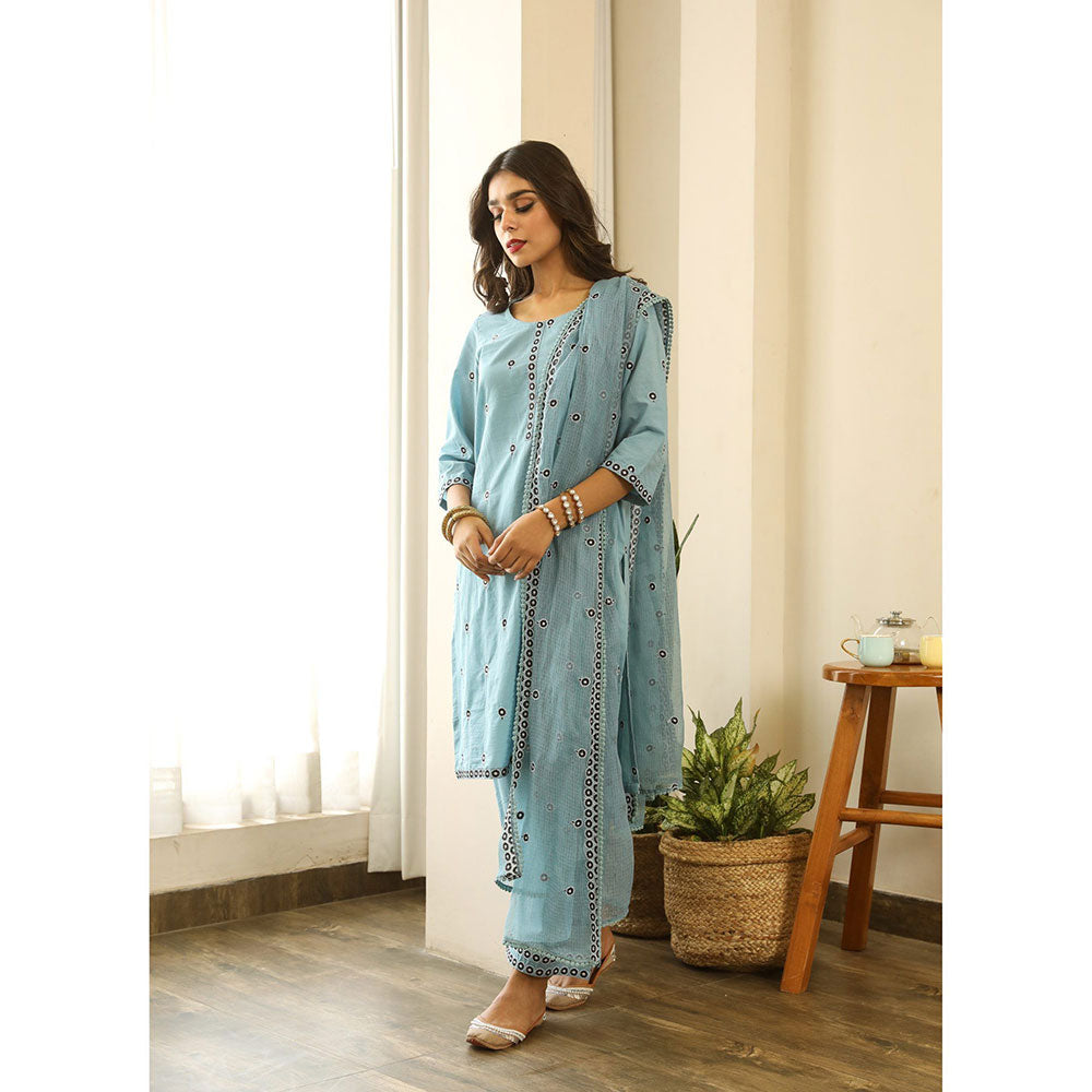 Gulabo Jaipur Panchi Blue Straight (Set of 3)