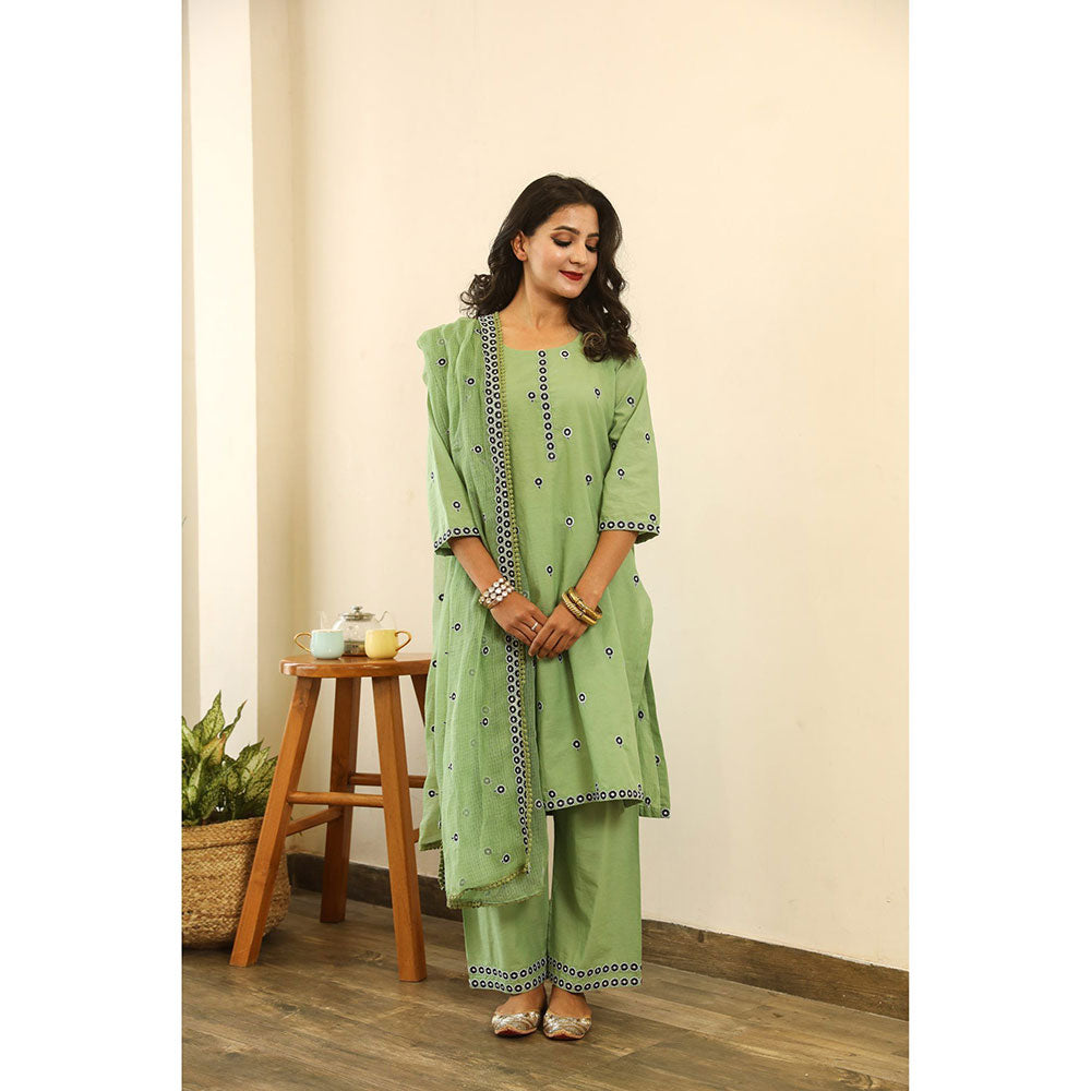 Gulabo Jaipur Panchi Green Straight (Set of 3)