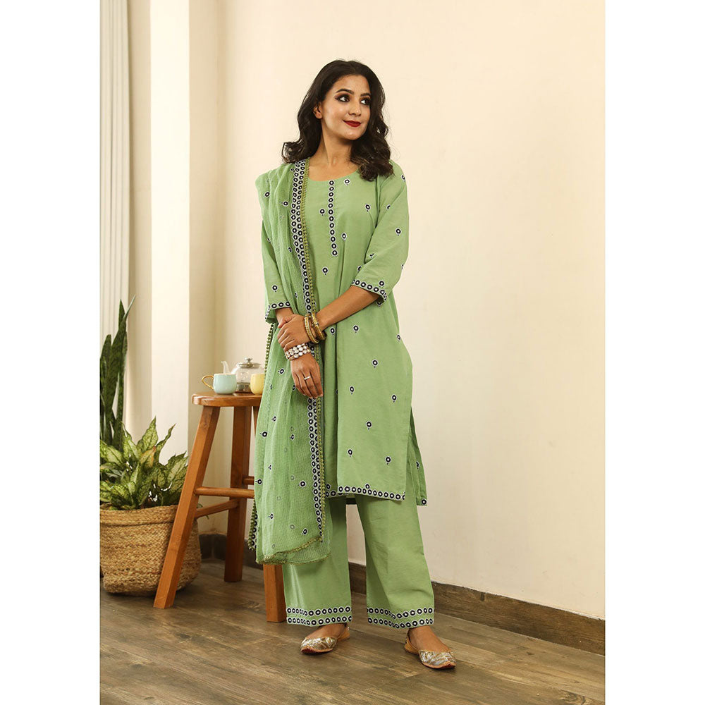 Gulabo Jaipur Panchi Green Straight (Set of 3)