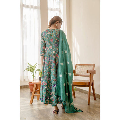 Gulabo Jaipur Orchid Emerald Green Anarkali (Set of 3)