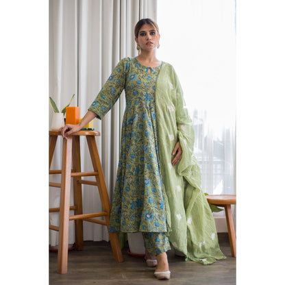 Gulabo Jaipur Orchid Green Anarkali (Set of 3)