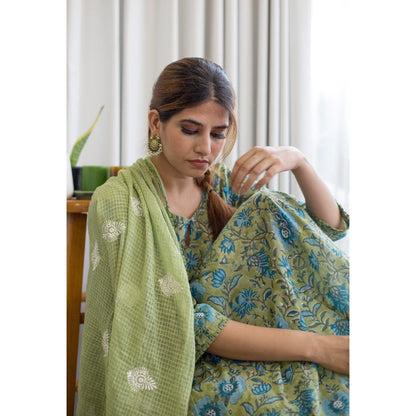 Gulabo Jaipur Orchid Green Anarkali (Set of 3)
