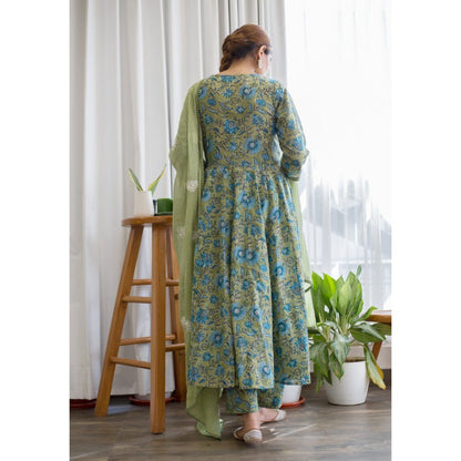 Gulabo Jaipur Orchid Green Anarkali (Set of 3)