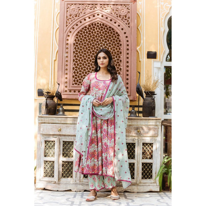 Gulabo Jaipur Tejal Pink Anarkali (Set of 3)