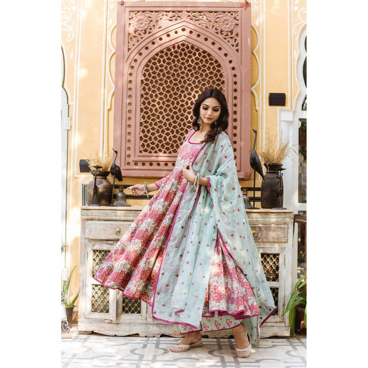 Gulabo Jaipur Tejal Pink Anarkali (Set of 3)