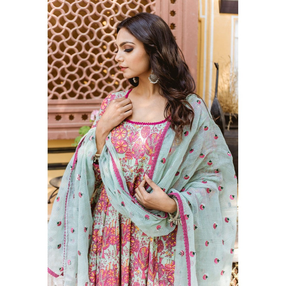 Gulabo Jaipur Tejal Pink Anarkali (Set of 3)