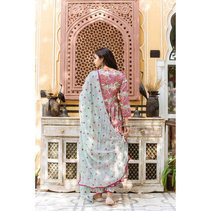 Gulabo Jaipur Tejal Pink Anarkali (Set of 3)