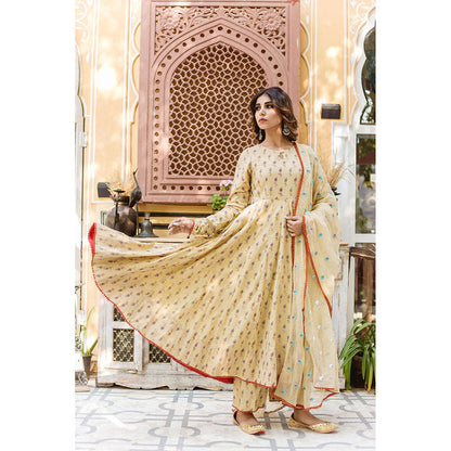Gulabo Jaipur Ajita Beige Anarkali (Set of 3)