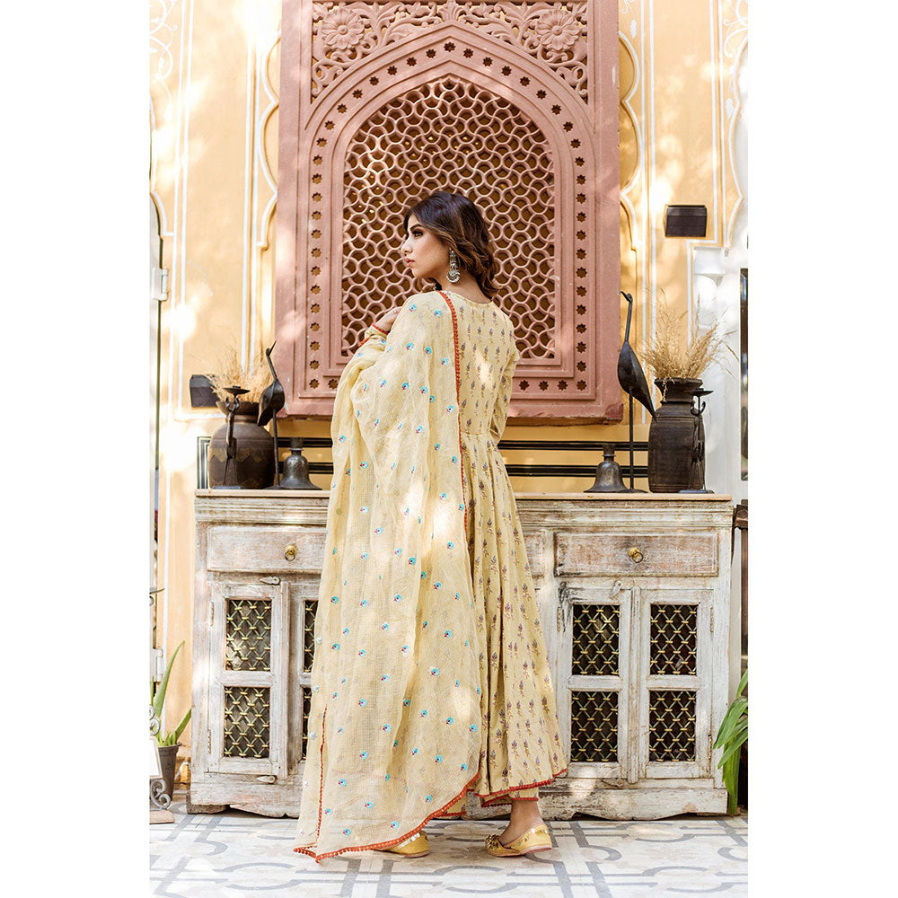 Gulabo Jaipur Ajita Beige Anarkali (Set of 3)