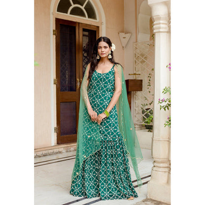 Gulabo Jaipur Bahaar Green Sharara (Set of 3)