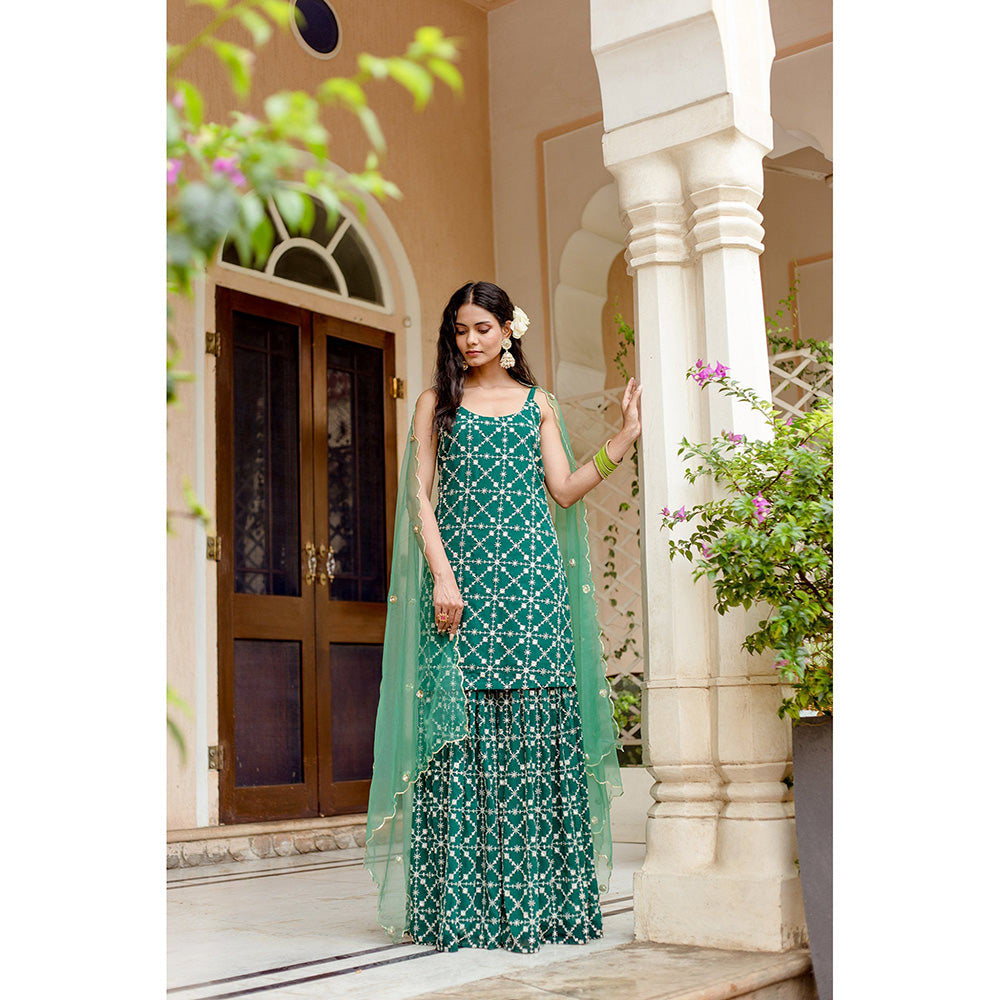 Gulabo Jaipur Bahaar Green Sharara (Set of 3)
