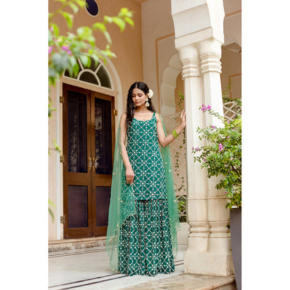 Gulabo Jaipur Bahaar Green Sharara (Set of 3)
