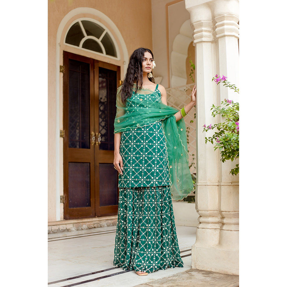 Gulabo Jaipur Bahaar Green Sharara (Set of 3)