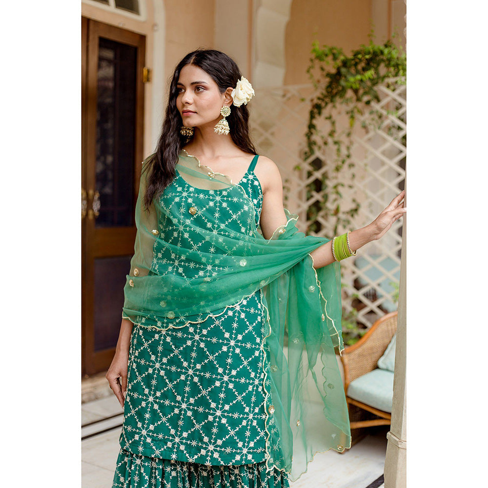 Gulabo Jaipur Bahaar Green Sharara (Set of 3)