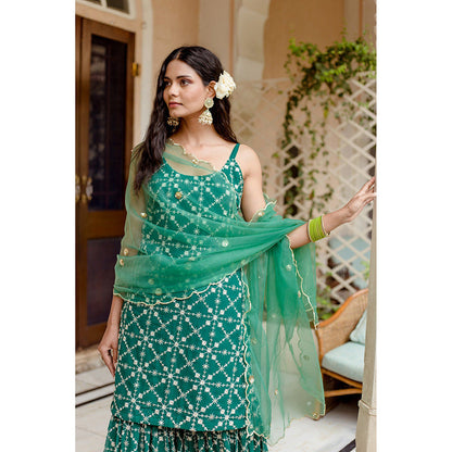 Gulabo Jaipur Bahaar Green Sharara (Set of 3)