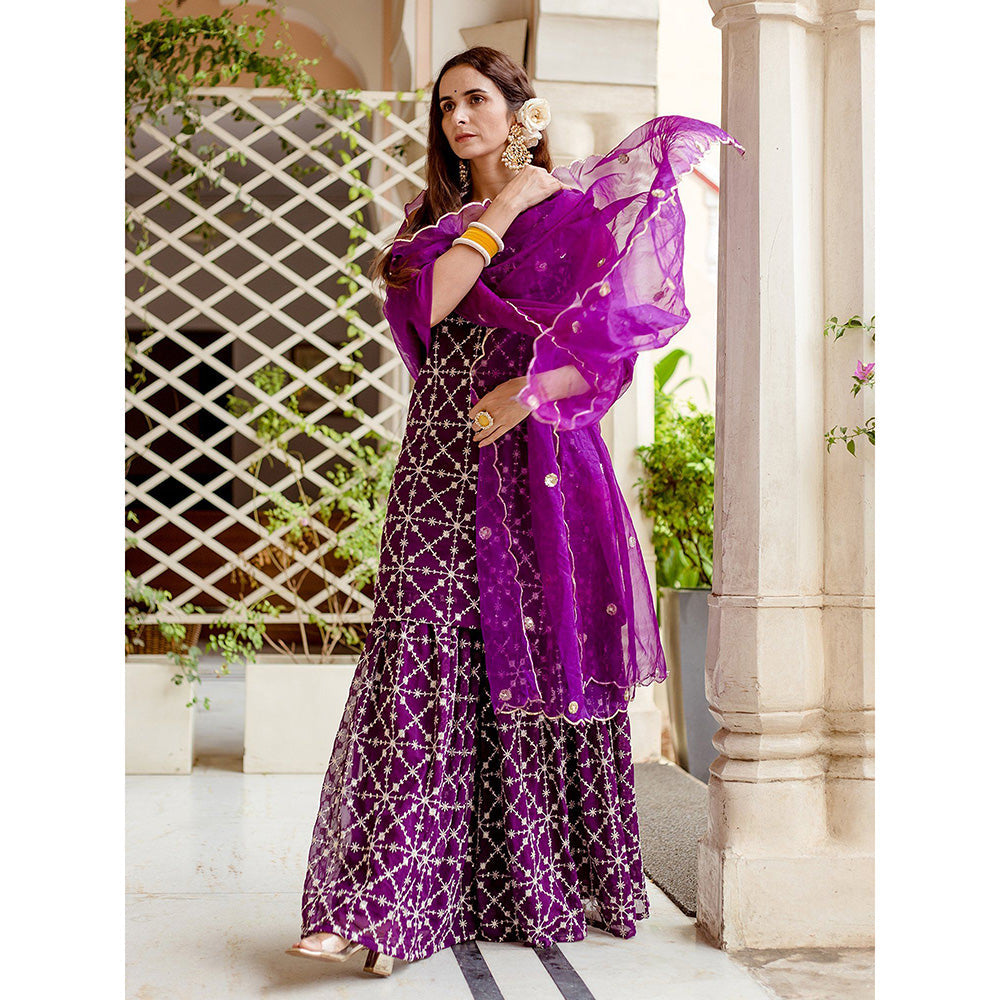 Gulabo Jaipur Bahaar Purple Sharara (Set of 3)