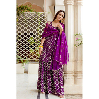 Gulabo Jaipur Bahaar Purple Sharara (Set of 3)