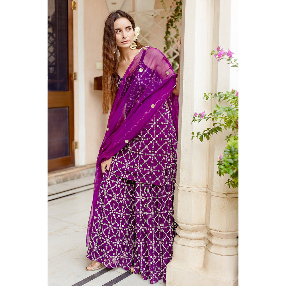 Gulabo Jaipur Bahaar Purple Sharara (Set of 3)