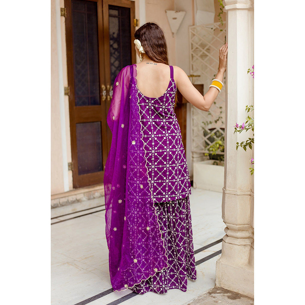 Gulabo Jaipur Bahaar Purple Sharara (Set of 3)