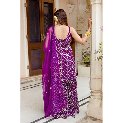 Gulabo Jaipur Bahaar Purple Sharara (Set of 3)