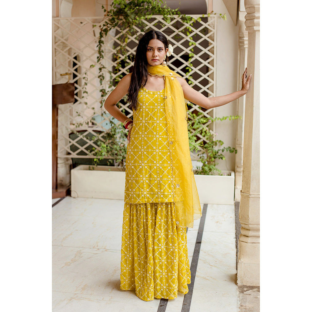 Gulabo Jaipur Bahaar Yellow Sharara (Set of 3)