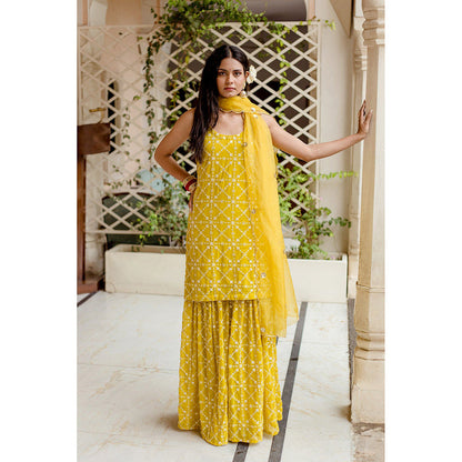 Gulabo Jaipur Bahaar Yellow Sharara (Set of 3)