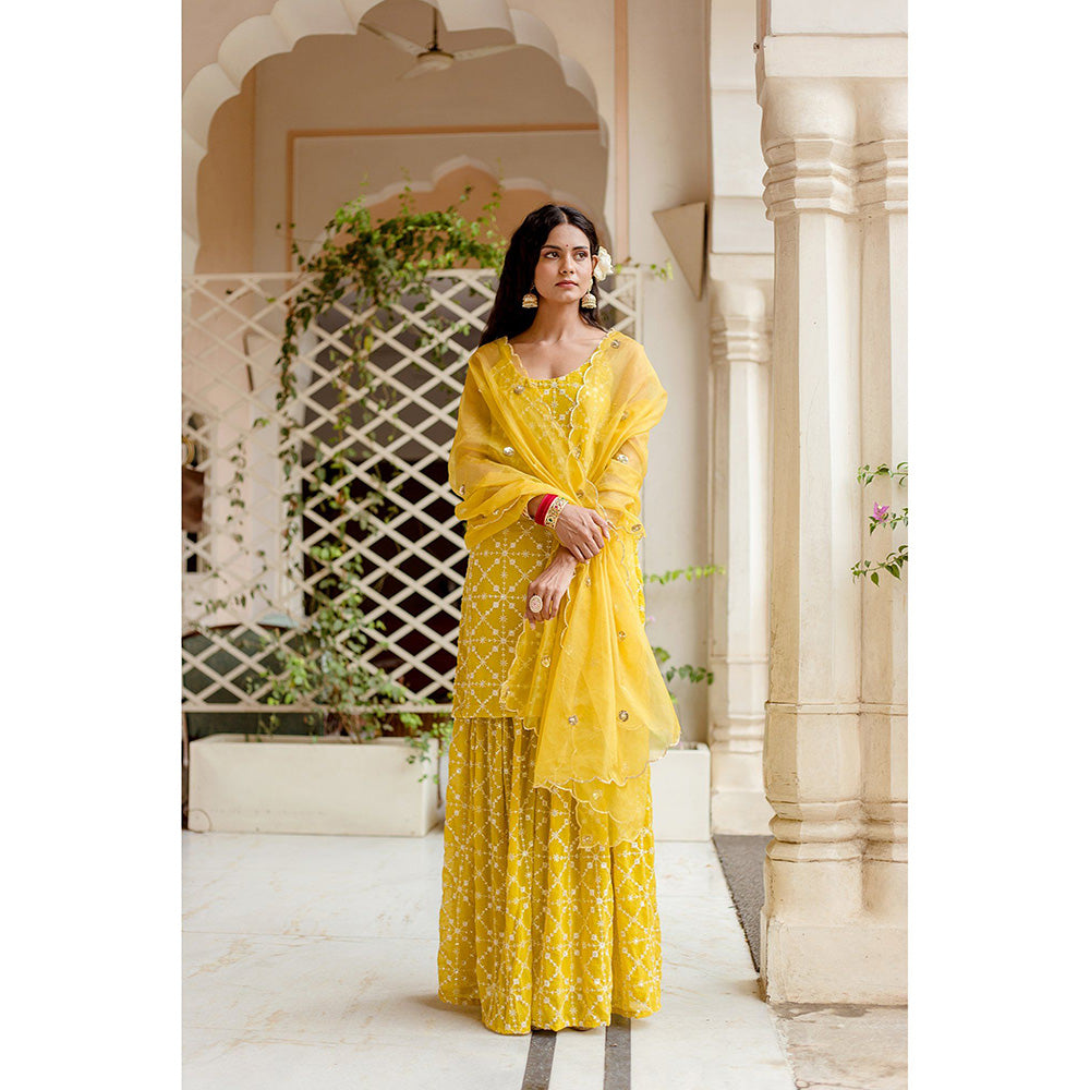 Gulabo Jaipur Bahaar Yellow Sharara (Set of 3)