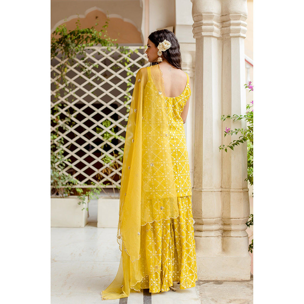 Gulabo Jaipur Bahaar Yellow Sharara (Set of 3)