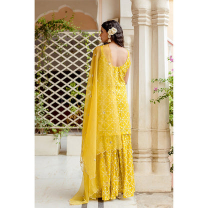 Gulabo Jaipur Bahaar Yellow Sharara (Set of 3)