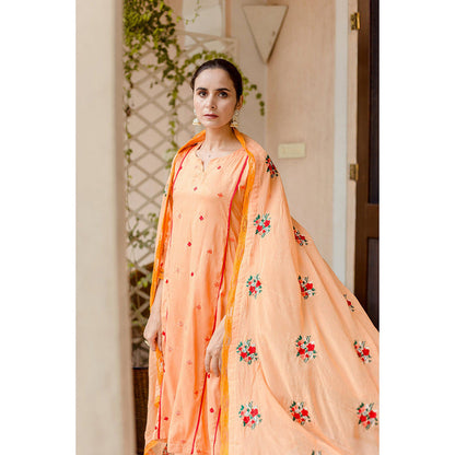 Gulabo Jaipur Amaira Orange Straight Kurta (Set of 3)