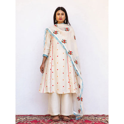 Gulabo Jaipur Amaira White Straight Kurta (Set of 3)
