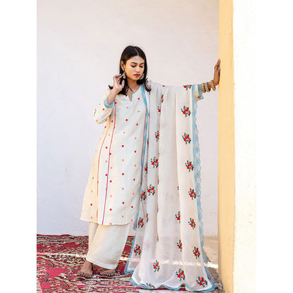 Gulabo Jaipur Amaira White Straight Kurta (Set of 3)