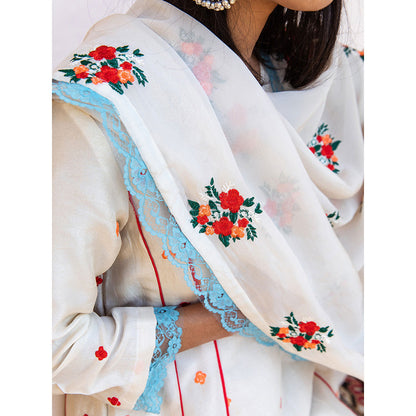 Gulabo Jaipur Amaira White Straight Kurta (Set of 3)